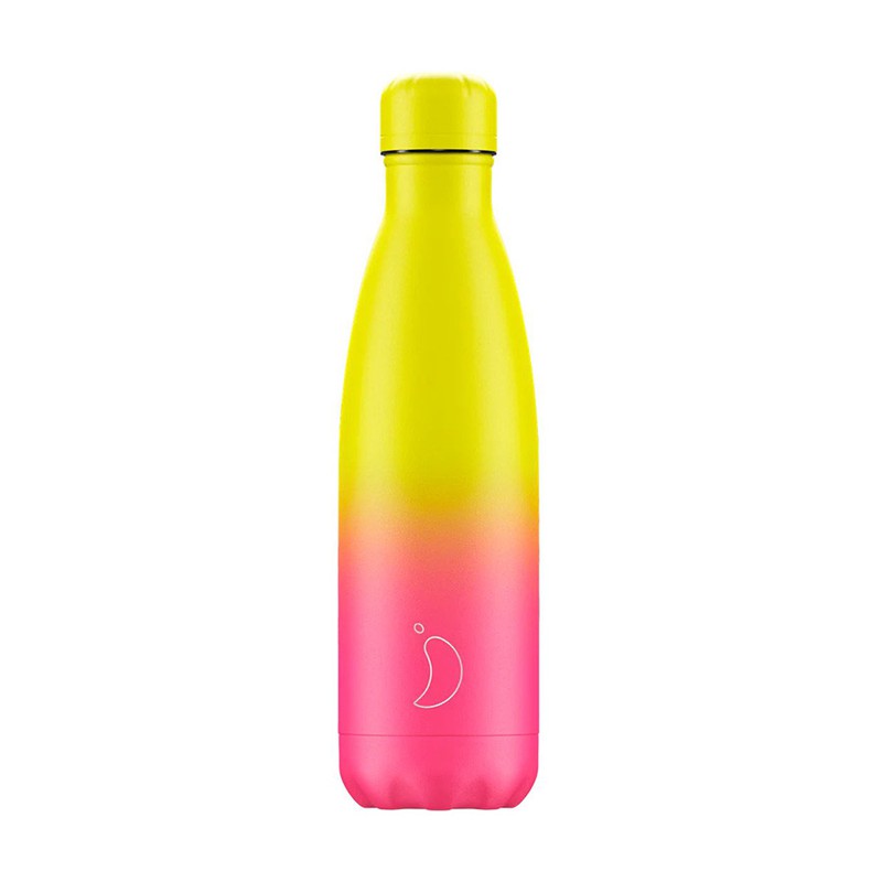 Botella Chilly´s GRADIENT ROSA Y AMARILLO NEON 500 ml